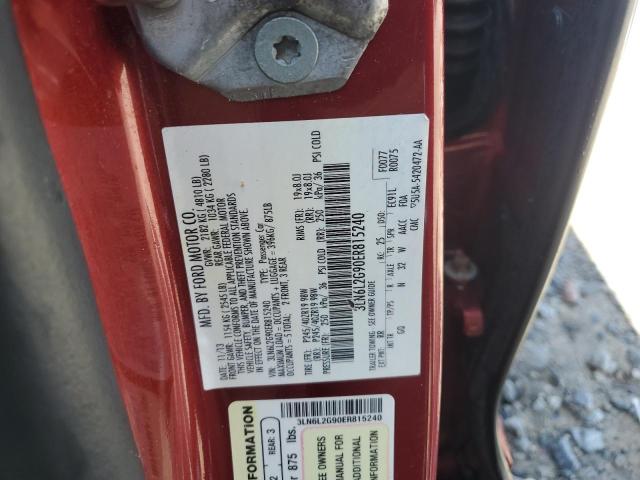 3LN6L2G90ER815240 - 2014 LINCOLN MKZ MAROON photo 12