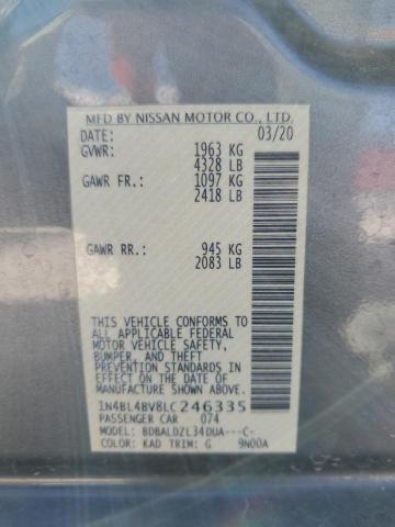 1N4BL4BV8LC246335 - 2020 NISSAN ALTIMA S GRAY photo 12