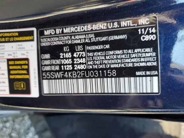 55SWF4KB2FU031158 - 2015 MERCEDES-BENZ C 300 4MATIC BLUE photo 12