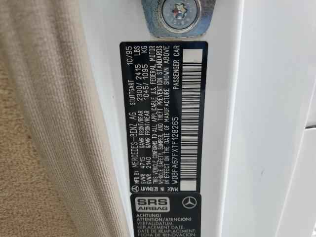 WDBFA67FXTF128265 - 1996 MERCEDES-BENZ SL 500 WHITE photo 12