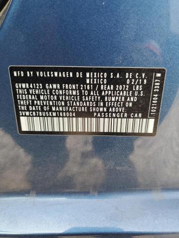 3VWCB7BU5KM168004 - 2019 VOLKSWAGEN JETTA S BLUE photo 13