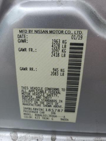 1N4BL4BV2KC185787 - 2019 NISSAN ALTIMA S ვერცხლისფერი ფოტო 12