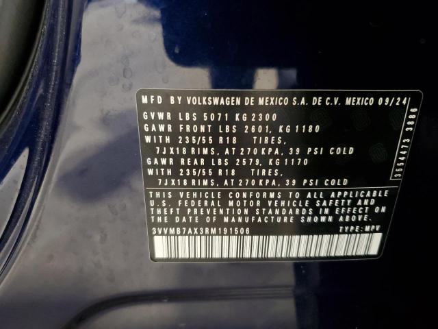 3VVMB7AX3RM191506 - 2024 VOLKSWAGEN TIGUAN SE Көк фото 13