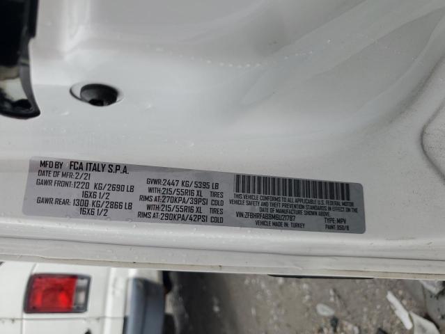 ZFBHRFAB8M6U21787 - 2021 RAM PROMASTER თეთრი ფოტო 13