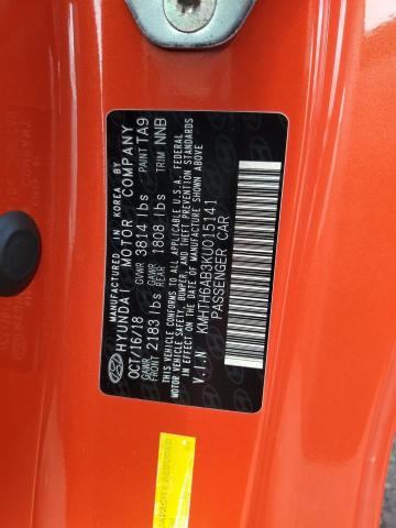 KMHTH6AB3KU015141 - 2019 HYUNDAI VELOSTER TURBO 橙色 照片 12