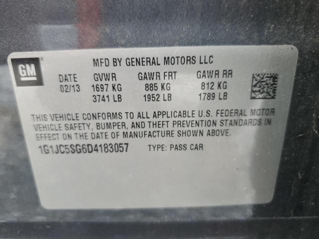 1G1JC5SG6D4183057 - 2013 CHEVROLET SONIC LT Сұр фото 12