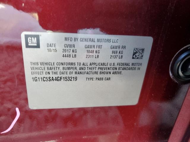 1G11C5SA4GF153219 - 2016 CHEVROLET MALIBU LIM LT 勃艮第红 照片 13