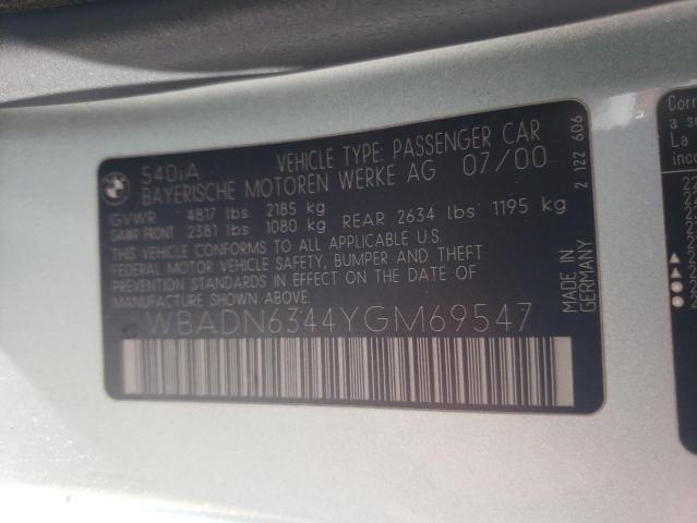 WBADN6344YGM69547 - 2000 BMW 540 I AUTOMATIC SILVER photo 12