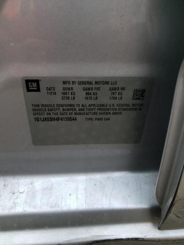 1G1JA5SH4F4139544 - 2015 CHEVROLET SONIC LS ვერცხლისფერი ფოტო 12