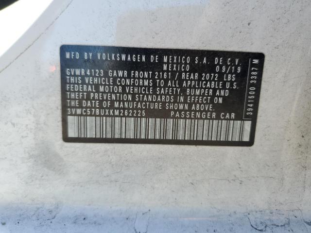 3VWC57BUXKM262225 - 2019 VOLKSWAGEN JETTA S WHITE photo 12