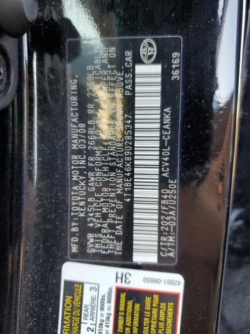 4T1BE46K89U285347 - 2009 TOYOTA CAMRY BASE BLACK photo 12