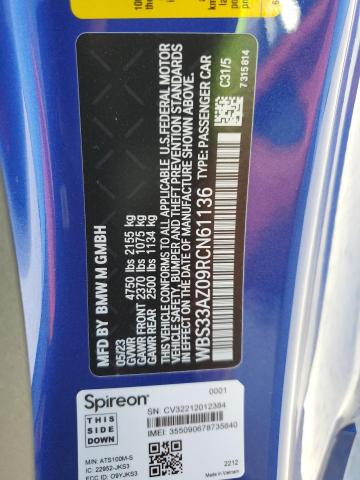 WBS33AZ09RCN61136 - 2024 BMW M4 COMPETITION Bleu photo 12