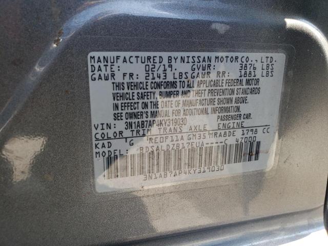 3N1AB7AP4KY319030 - 2019 NISSAN SENTRA S GRAY photo 12