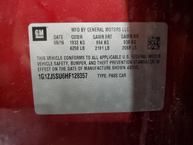 1G1ZJ5SU6HF128357 - 2017 CHEVROLET MALIBU HYBRID 红色 照片 12