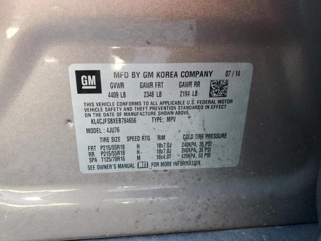 KL4CJFSBXEB784656 - 2014 BUICK ENCORE CONVENIENCE BROWN photo 13