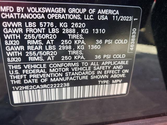 1V2HE2CA3RC222238 - 2024 VOLKSWAGEN ATLAS CROS SE Noir photo 13