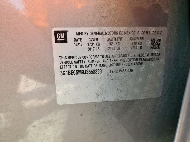 3G1BE6SM9JS553388 - 2018 CHEVROLET CRUZE LT GRAY photo 13