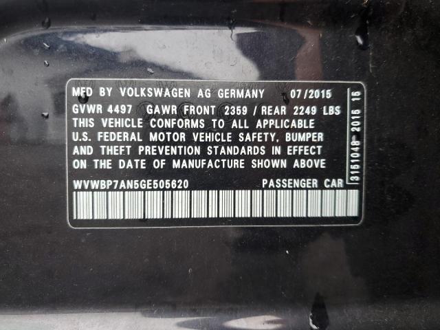 WVWBP7AN5GE505620 - 2016 VOLKSWAGEN CC BASE შავი ფოტო 12