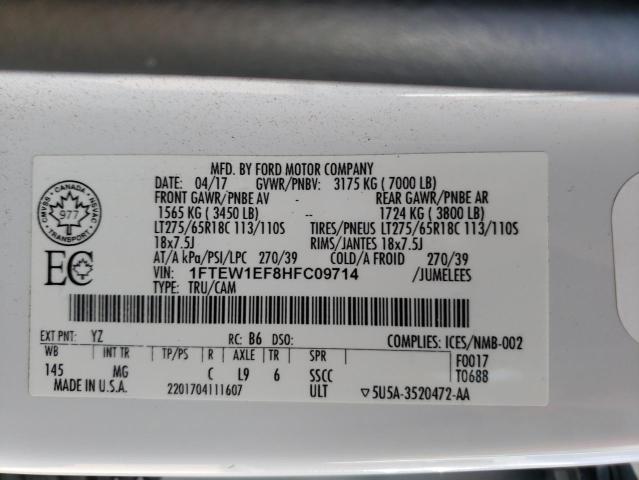 1FTEW1EF8HFC09714 - 2017 FORD F150 SUPERCREW WHITE photo 12