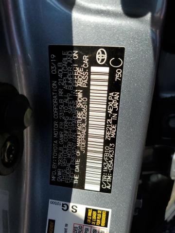 JTDEPRAEXLJ026510 - 2020 TOYOTA COROLLA LE ლურჯი ფოტო 12