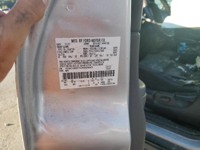 1FMCU0D71CKB29040 - 2012 FORD ESCAPE XLT 银色 照片 12