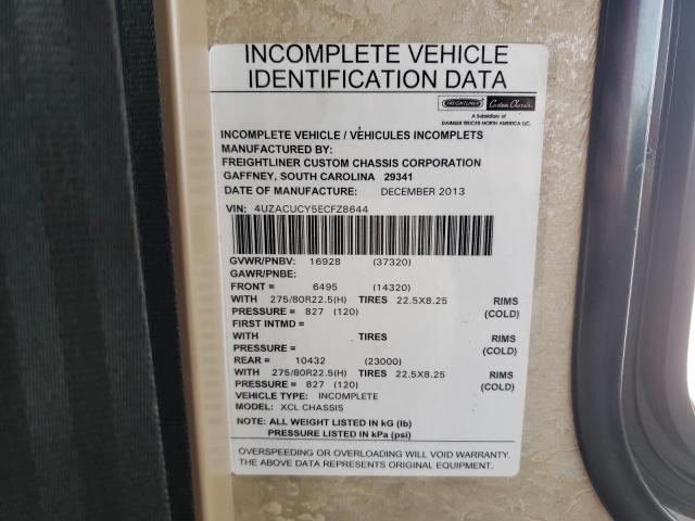 4UZACUCY5ECFZ8644 - 2014 FREIGHTLINER CHASSIS XC ორფეროვანი ფოტო 10