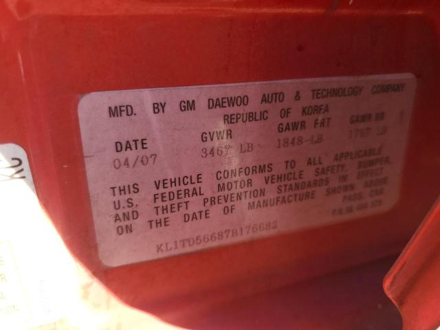 KL1TD56687B176682 - 2007 CHEVROLET AVEO BASE Qırmızı foto 12
