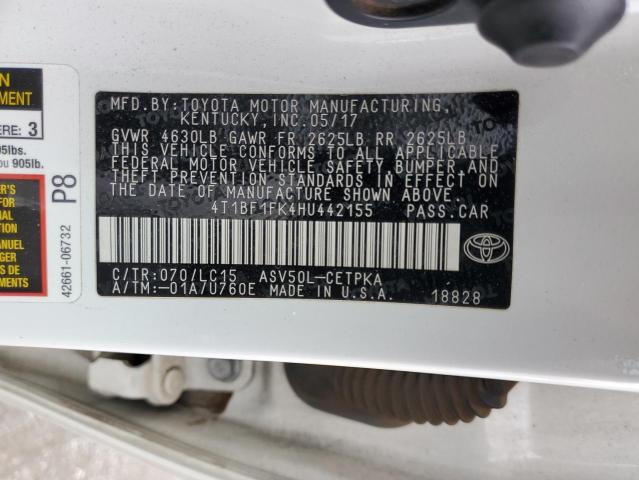 4T1BF1FK4HU442155 - 2017 TOYOTA CAMRY LE WHITE photo 13