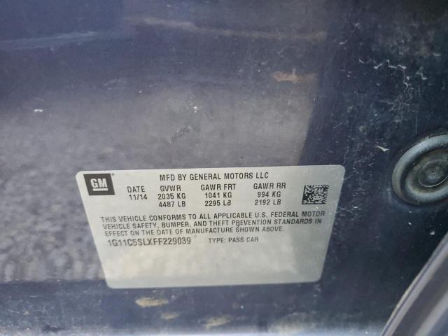 1G11C5SLXFF229039 - 2015 CHEVROLET MALIBU 1LT BLUE photo 12