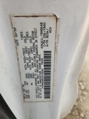 4TAPM62N5XZ478849 - 1999 TOYOTA TACOMA WHITE photo 12