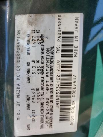 JM1NB353410212339 - 2001 MAZDA MX-5 MIATA BASE GREEN photo 13