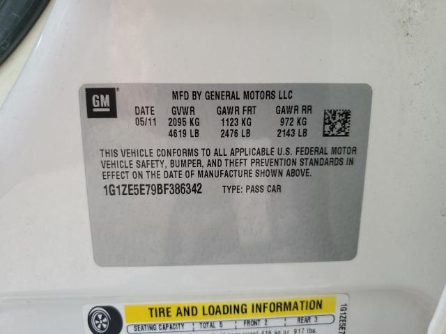 1G1ZE5E79BF386342 - 2011 CHEVROLET MALIBU LTZ თეთრი ფოტო 12