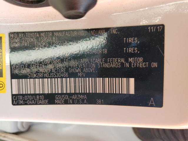 5TDKZRFH0JS530466 - 2018 TOYOTA HIGHLANDER SE WHITE photo 13