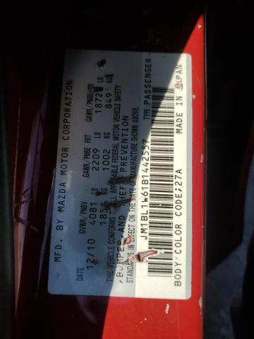 JM1BL1W61B1442557 - 2011 MAZDA 3 S RED photo 12