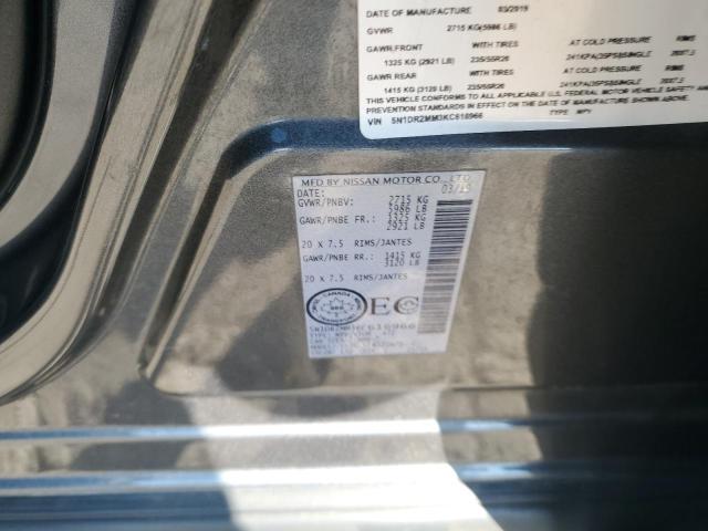 5N1DR2MM3KC616966 - 2019 NISSAN PATHFINDER S Gri fotoğraf 13