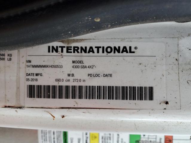 1HTMMMMM6KH050533 - 2019 INTERNATIONAL 4000 4300 თეთრი ფოტო 12
