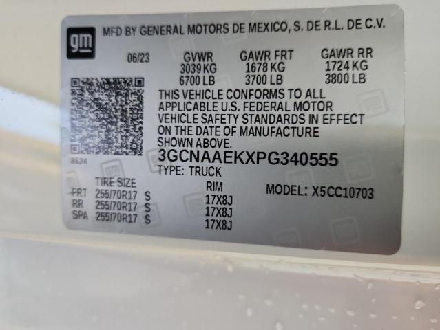 3GCNAAEKXPG340555 - 2023 CHEVROLET SILVERADO C1500 WHITE photo 12