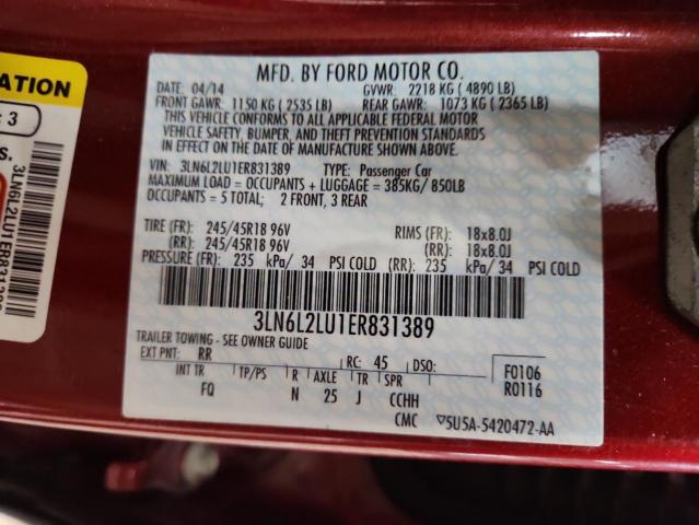 3LN6L2LU1ER831389 - 2014 LINCOLN MKZ HYBRID 红色 照片 12