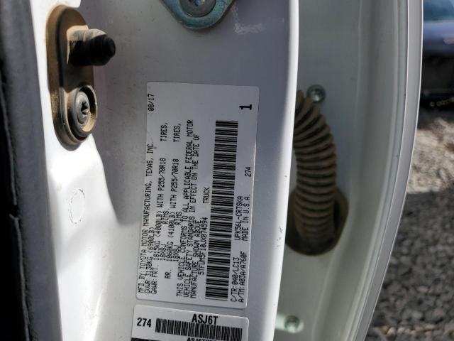 5TFUM5F10JX074594 - 2018 TOYOTA TUNDRA DOUBLE CAB SR/SR5 WHITE photo 12