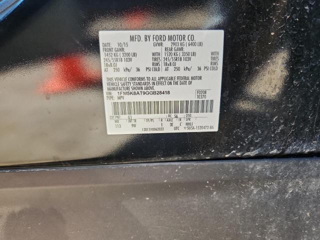 1FM5K8AT9GGB28418 - 2016 FORD EXPLORER POLICE INTERCEPTOR შავი ფოტო 13