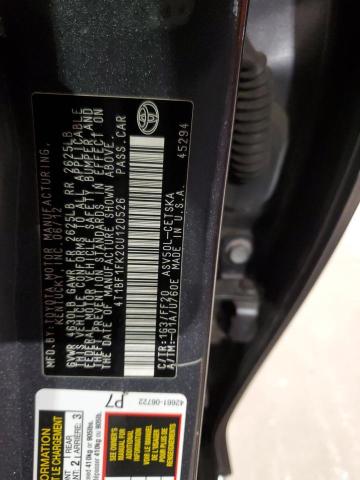 4T1BF1FK2CU120526 - 2012 TOYOTA CAMRY BASE Boz foto 12