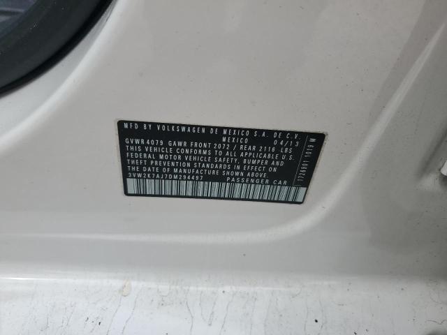 3VW2K7AJ7DM294497 - 2013 VOLKSWAGEN JETTA BASE 白色 照片 12