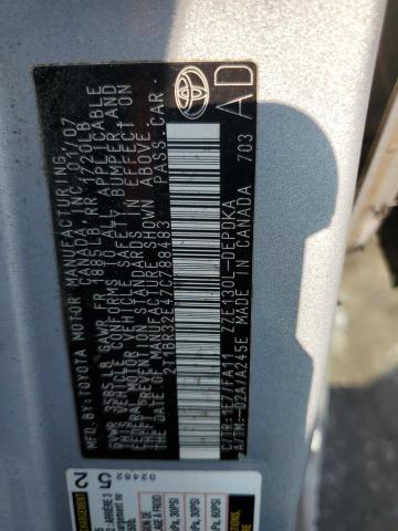 2T1BR32E47C788483 - 2007 TOYOTA COROLLA CE SILVER photo 12