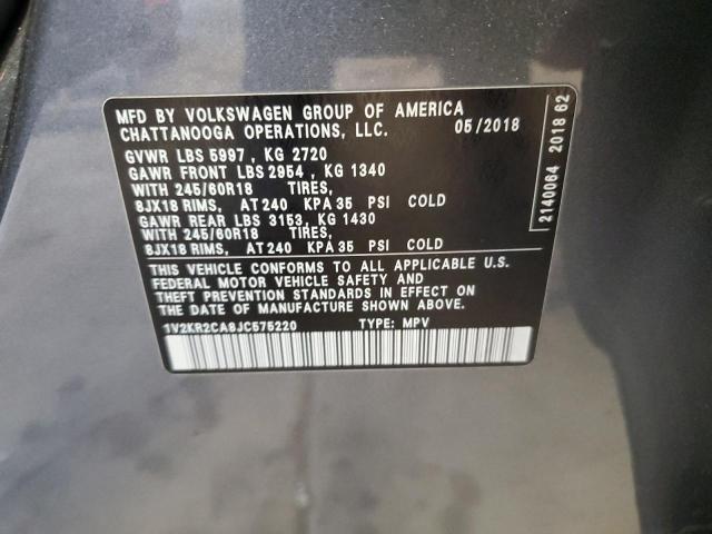 1V2KR2CA8JC575220 - 2018 VOLKSWAGEN ATLAS SE Grau Foto 13
