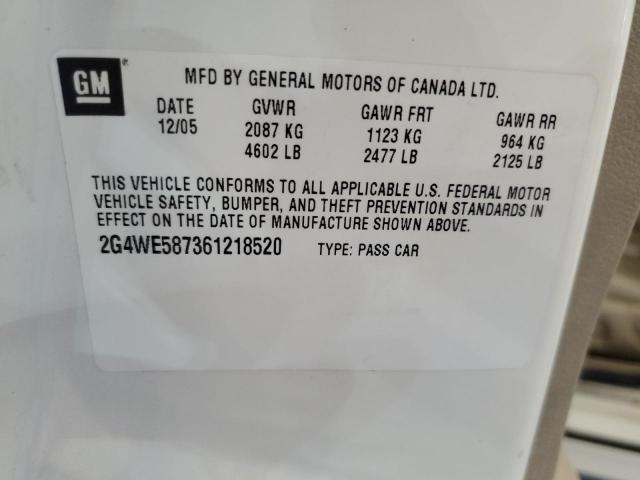 2G4WE587361218520 - 2006 BUICK LACROSSE CXS WHITE photo 12