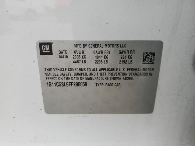 1G11C5SL9FF296859 - 2015 CHEVROLET MALIBU 1LT WHITE photo 12