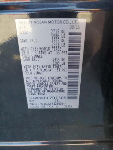 5N1AR2MN4FC707505 - 2015 NISSAN PATHFINDER S BLACK photo 12