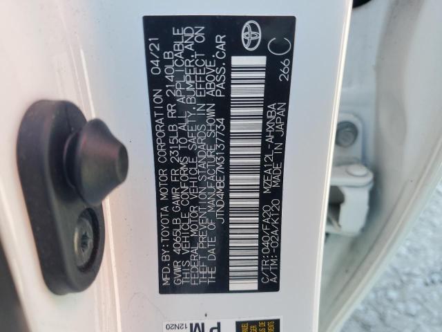 JTND4MBE7M3137734 - 2021 TOYOTA COROLLA SE WHITE photo 12