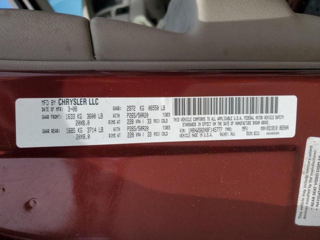 1A8HW582X8F145777 - 2008 CHRYSLER ASPEN LIMITED Burgund zdjęcie 13