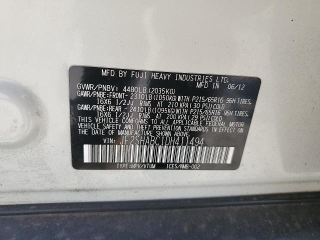JF2SHABC1DH411494 - 2013 SUBARU FORESTER 2.5X WHITE photo 13